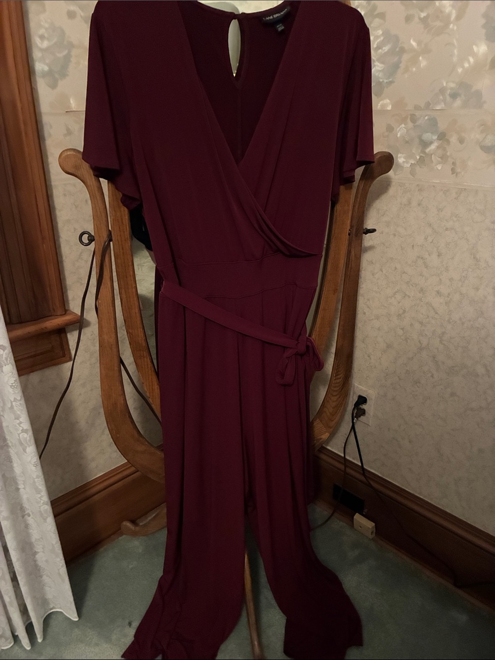 Lane Bryant Wine Burgundy Faux Wrap Jumpsuit